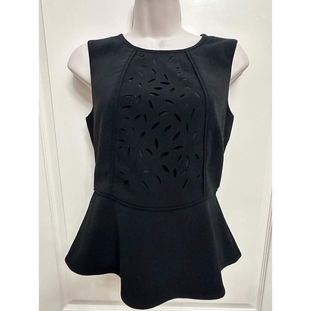Banana Republic Womens Size 2 Black Laser Cut Peplum Sleeveless Going Out
